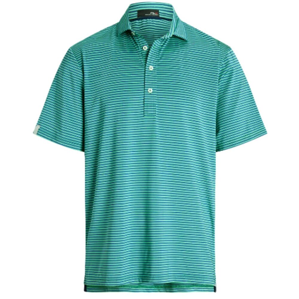 Peter Millar Summer Comfort Teal Striped Polo Classic Fit Short Sleeve XL $105